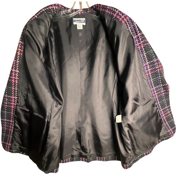 Vtg 80’s Pendleton Women Blazer 14 Pink Purple Gray Plaid 100% Virgin Wool USA - Picture 3 of 16